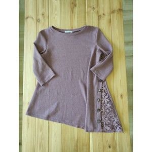 ANDTHEWHY LOS ANGELES Top Shirt Lace Hippie Medium M Boho Top Purple Mocha